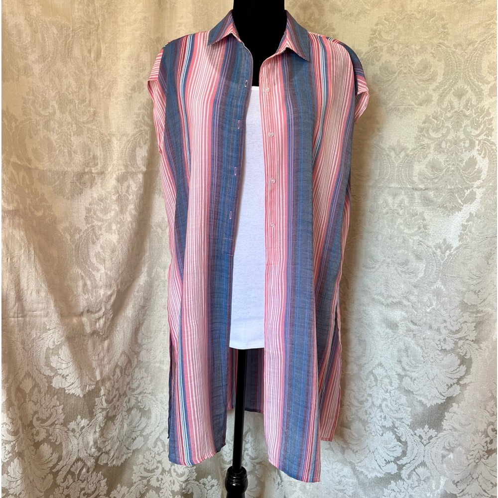 Ladies Blousology Sleeveless Button-front Tunic Top
